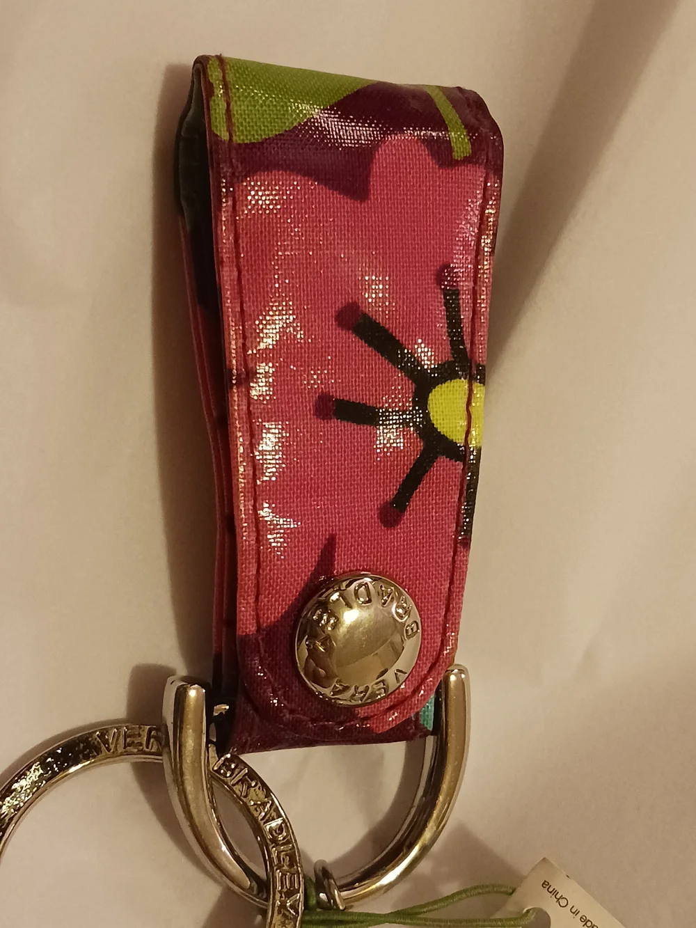 Vera Bradley Pink Key Fob Loop Keychain in Flutterby